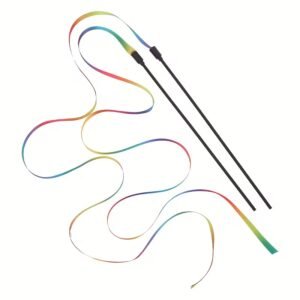 Rainbow Striped Cat Toy with Ribbon Tails