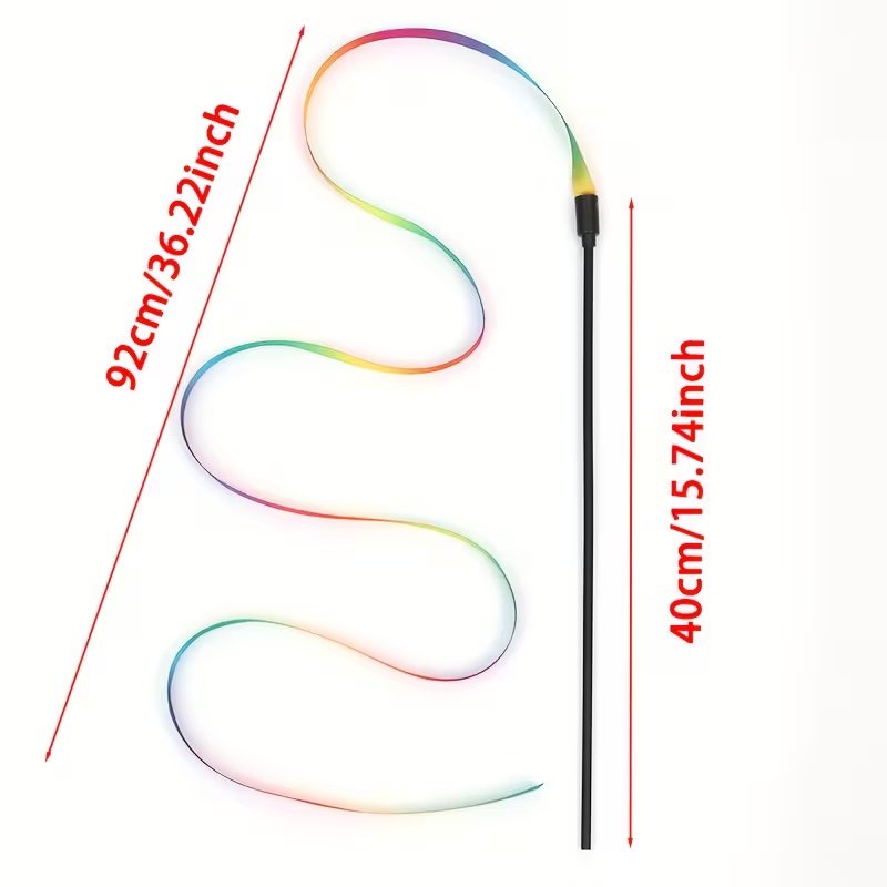 Rainbow Striped Cat Toy with Ribbon Tails - Image 3