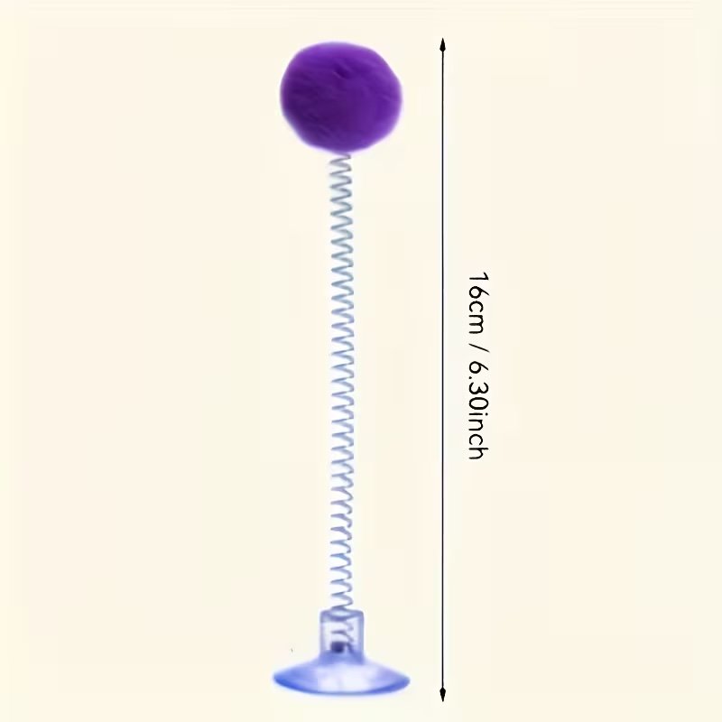 Interactive Cat Toy with Plush Ball and Spring Mechanism - Image 2
