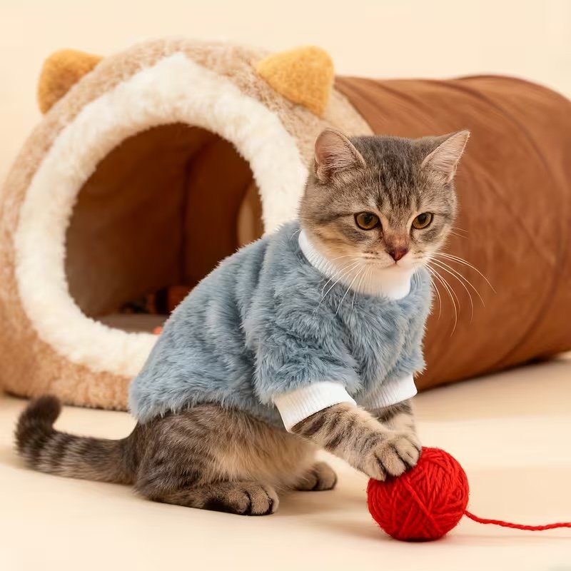 Cute Plush Cat Sweatshirt - Image 2