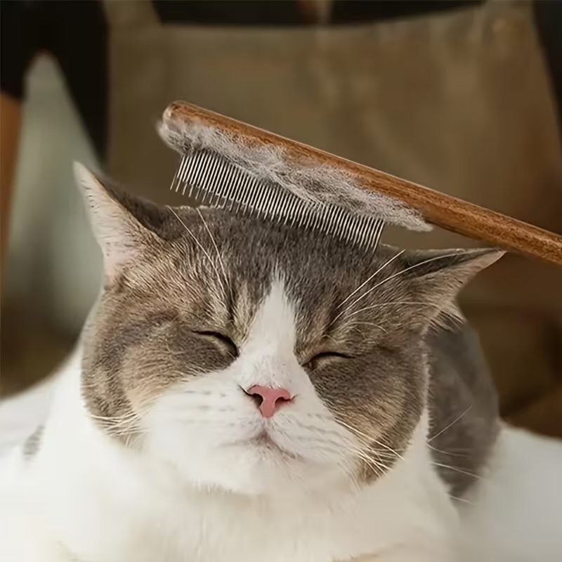 Comfortable Wooden Handle Comb for Pets - Image 2